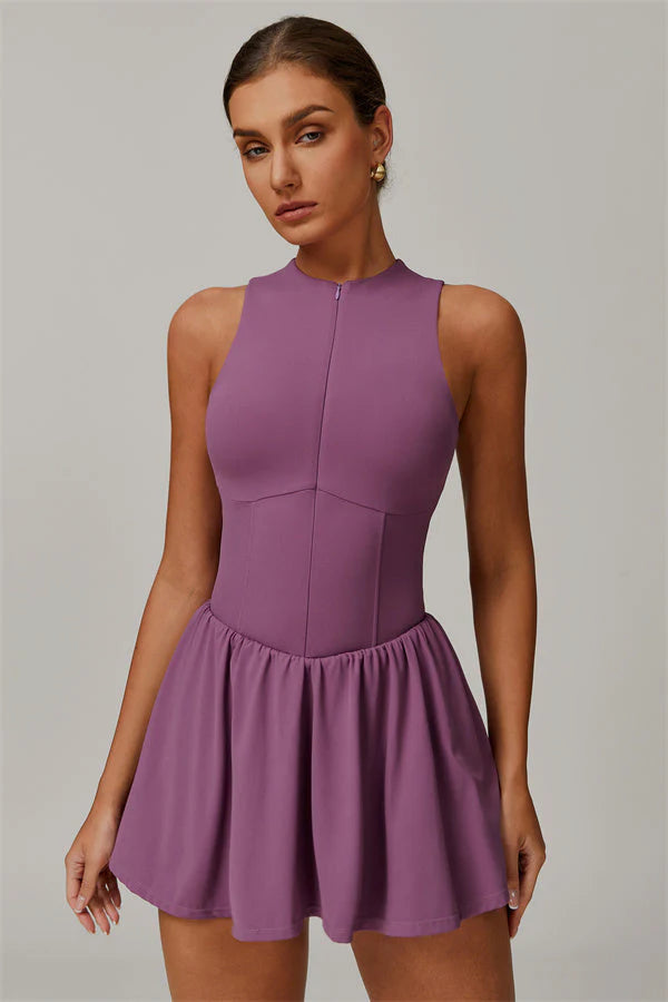 Zip-Front Sleeveless Active Dress